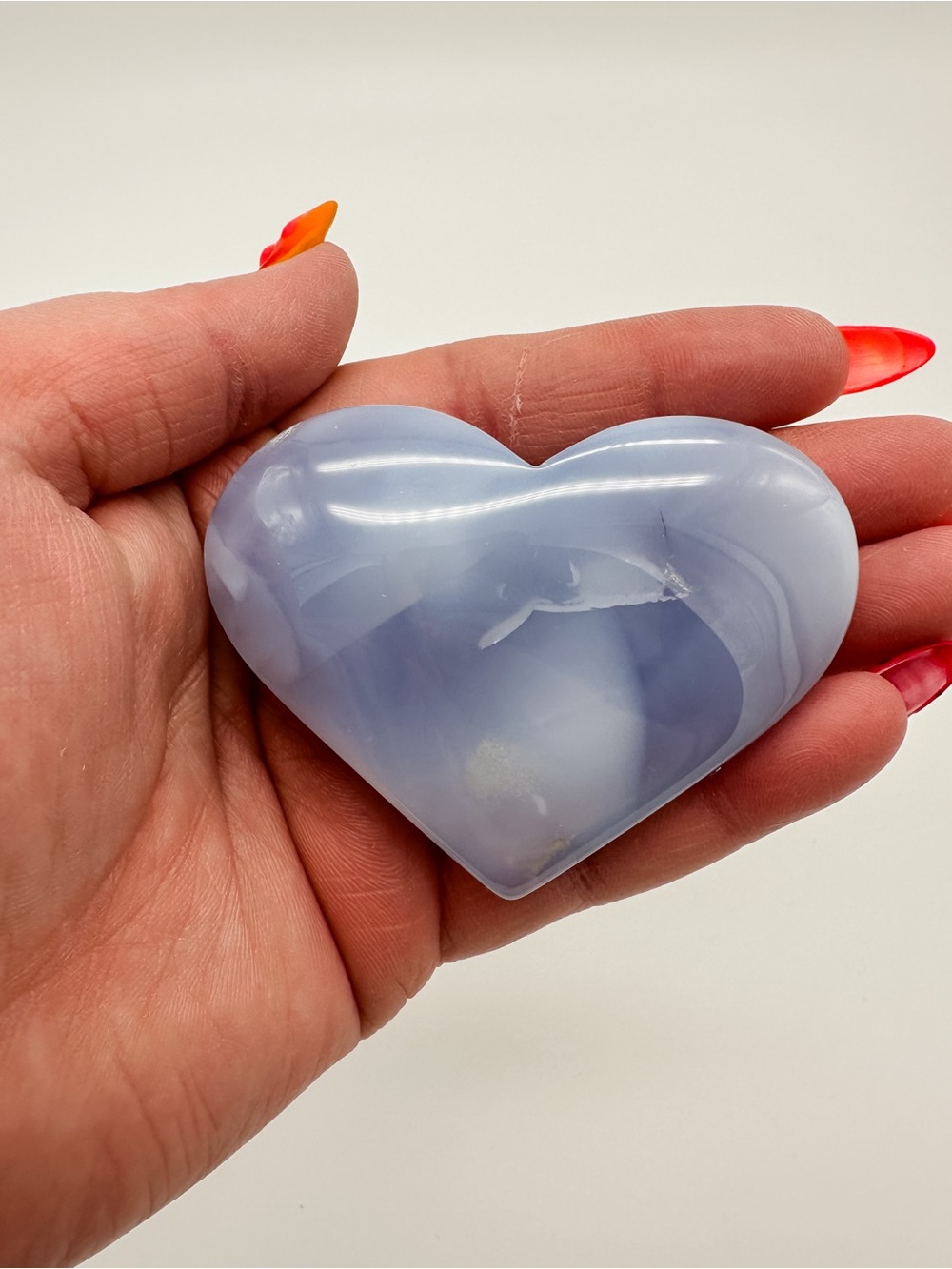 Polished Lavender Blue Heart Palm Stone - Heart-Shaped Home Accent
